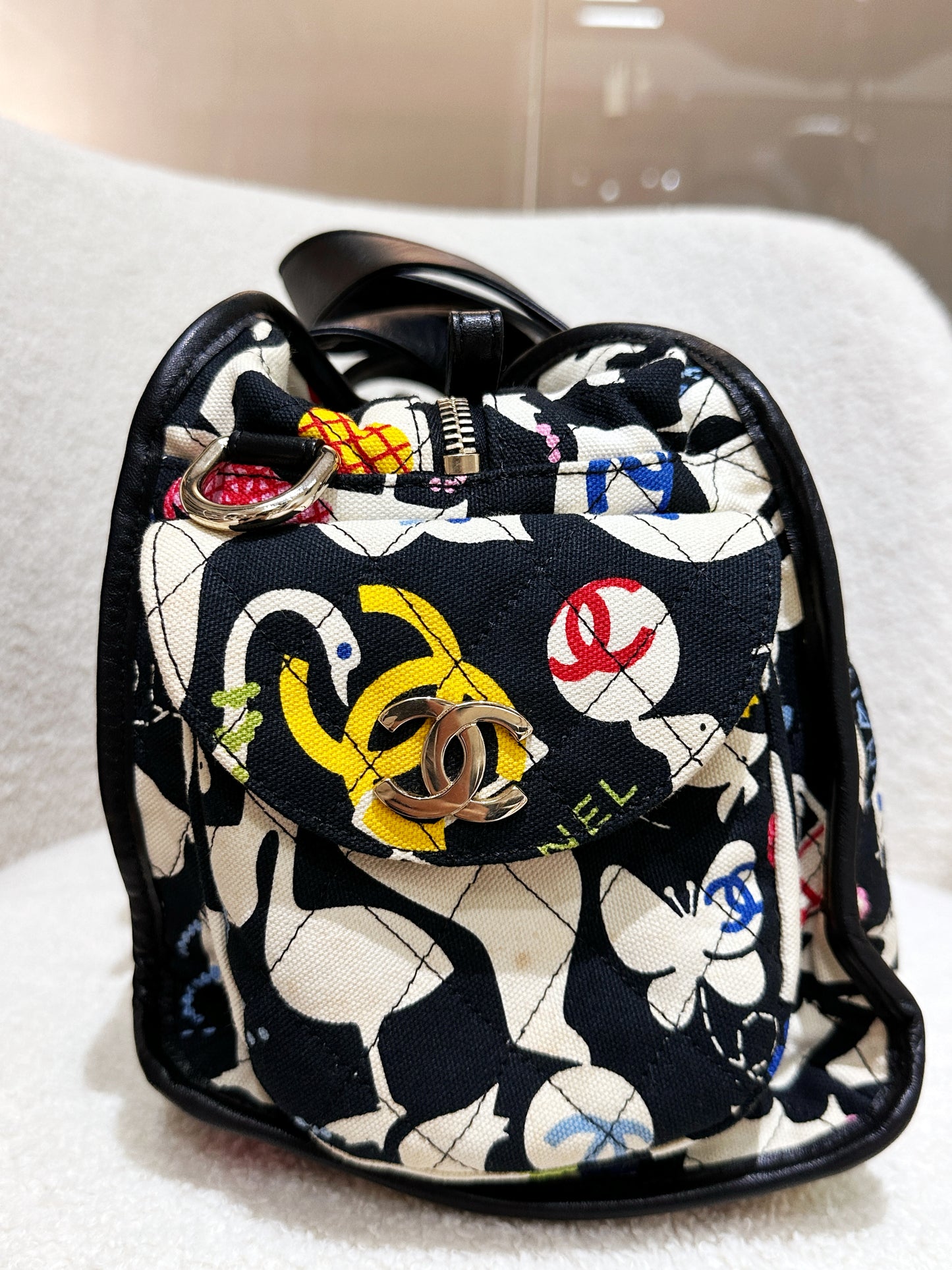 Chanel Canvas Baby Animals Diaper Bag Black 1119 holo card