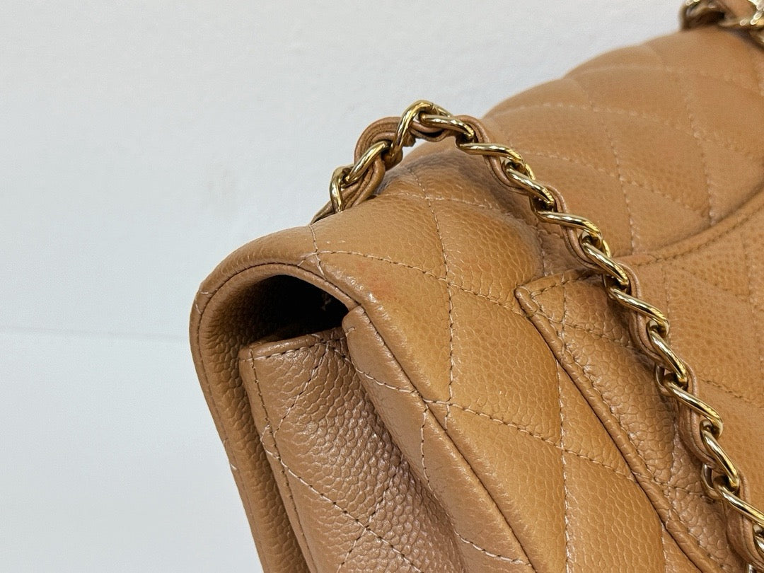 Chanel Classic Mini Rectangular Caviar Dark Beige Bag GHW 2598 holo