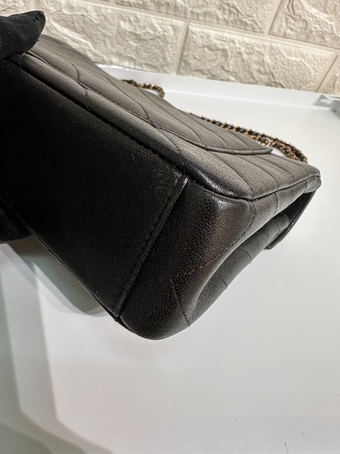 CHANEL Chevron Quilted Medium Envelope Flap Black