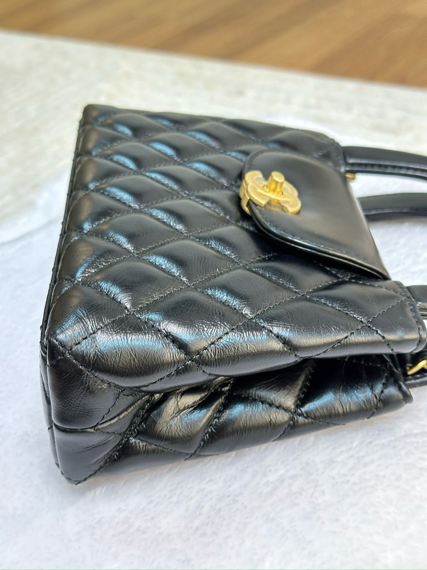 Chanel Lambskin Kelly Shopping Bag Black GHW 19cm