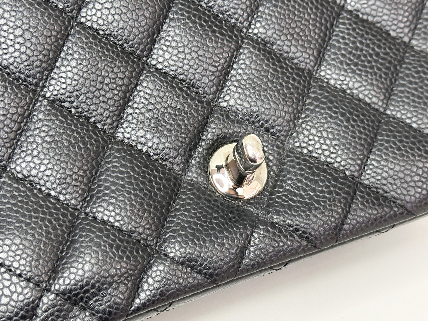 Chanel Mini Square Classic Quilted Caviar Single Flap Bag Black SHW 1184 holo card