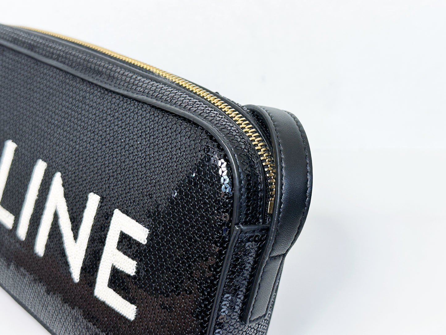 CELINE Camera shoulder bag leather Triomphe in sequins with Celine