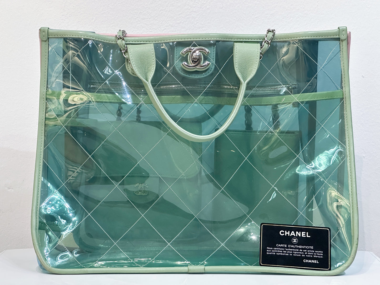 Chanel Coco Splash Bag Green/Pink/Blue 2584 holo card