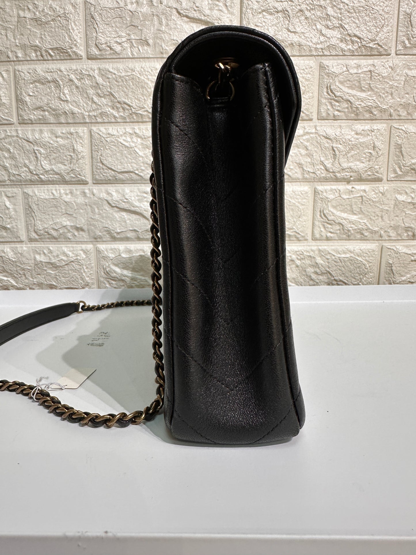 CHANEL Chevron Quilted Medium Envelope Flap Black