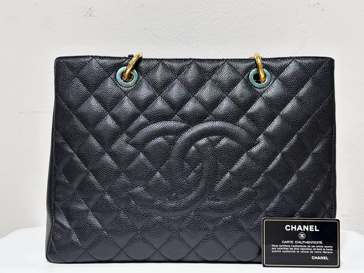 Chanel Caviar Grand Shopping Tote GST Black GHW 2021 holo card