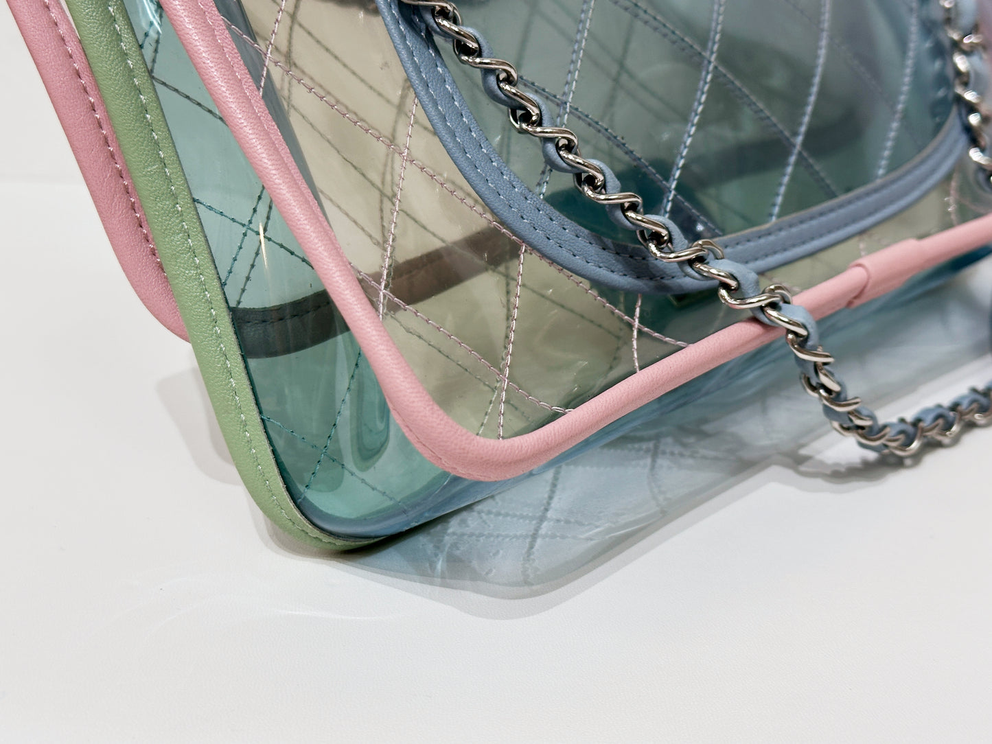 Chanel Coco Splash PVC Medium Flap Bag Pink/Green/Blue 25499 holo