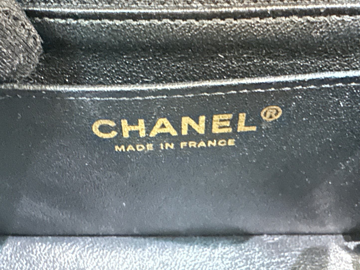 CHANEL Lambskin Quilted Studded Mini Rectangular Flap Black