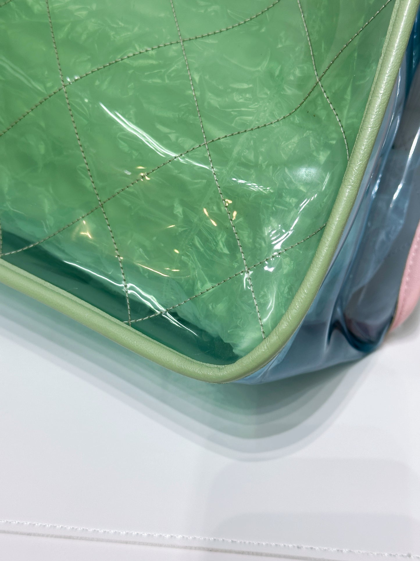 Chanel PVC Green/Pink/Blue Tote bag 2584 holo card