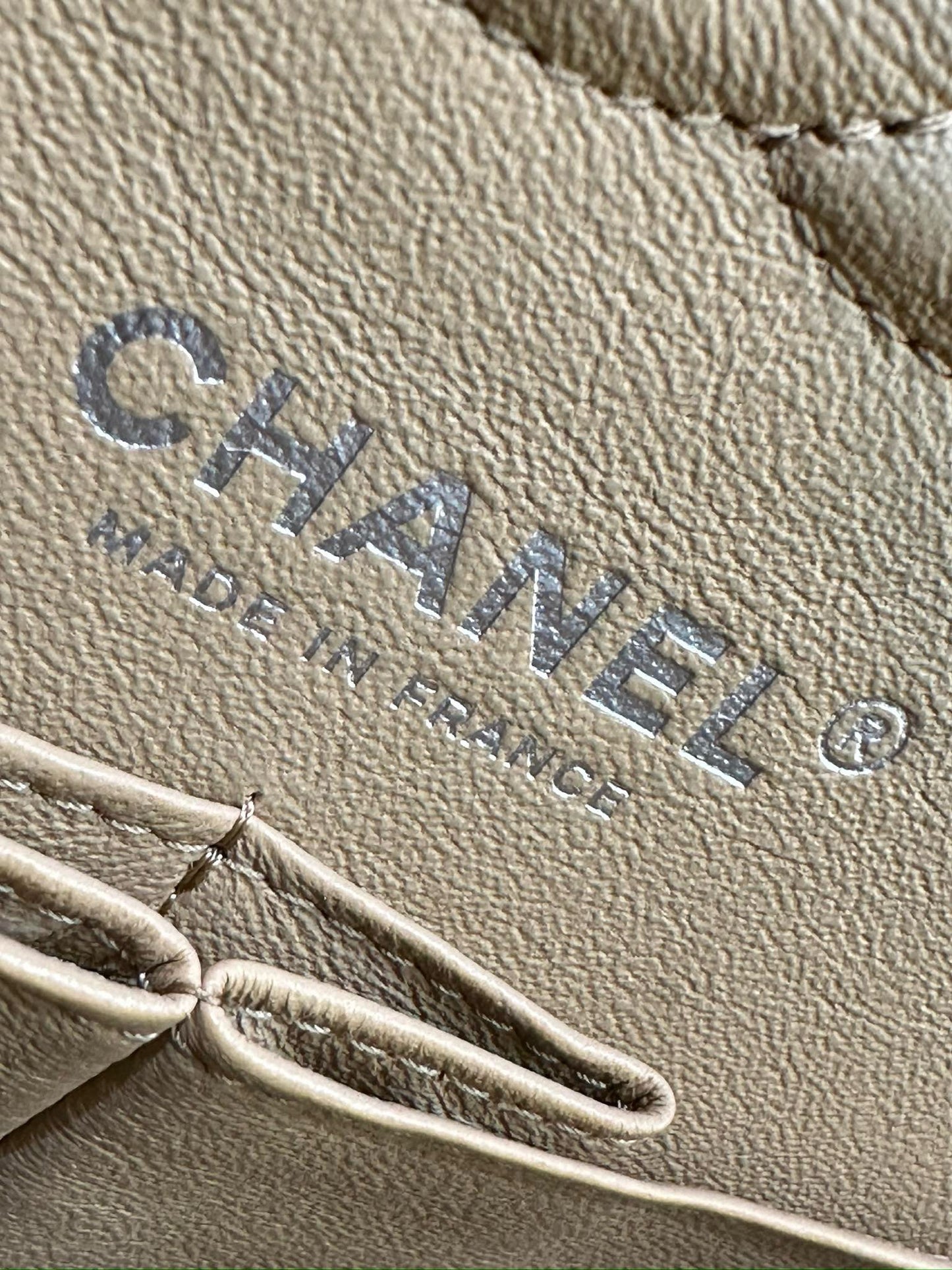 Chanel Small Classic Chevron Calfskin Double Flap Dark Beige SHW 19S 27 Holo card
