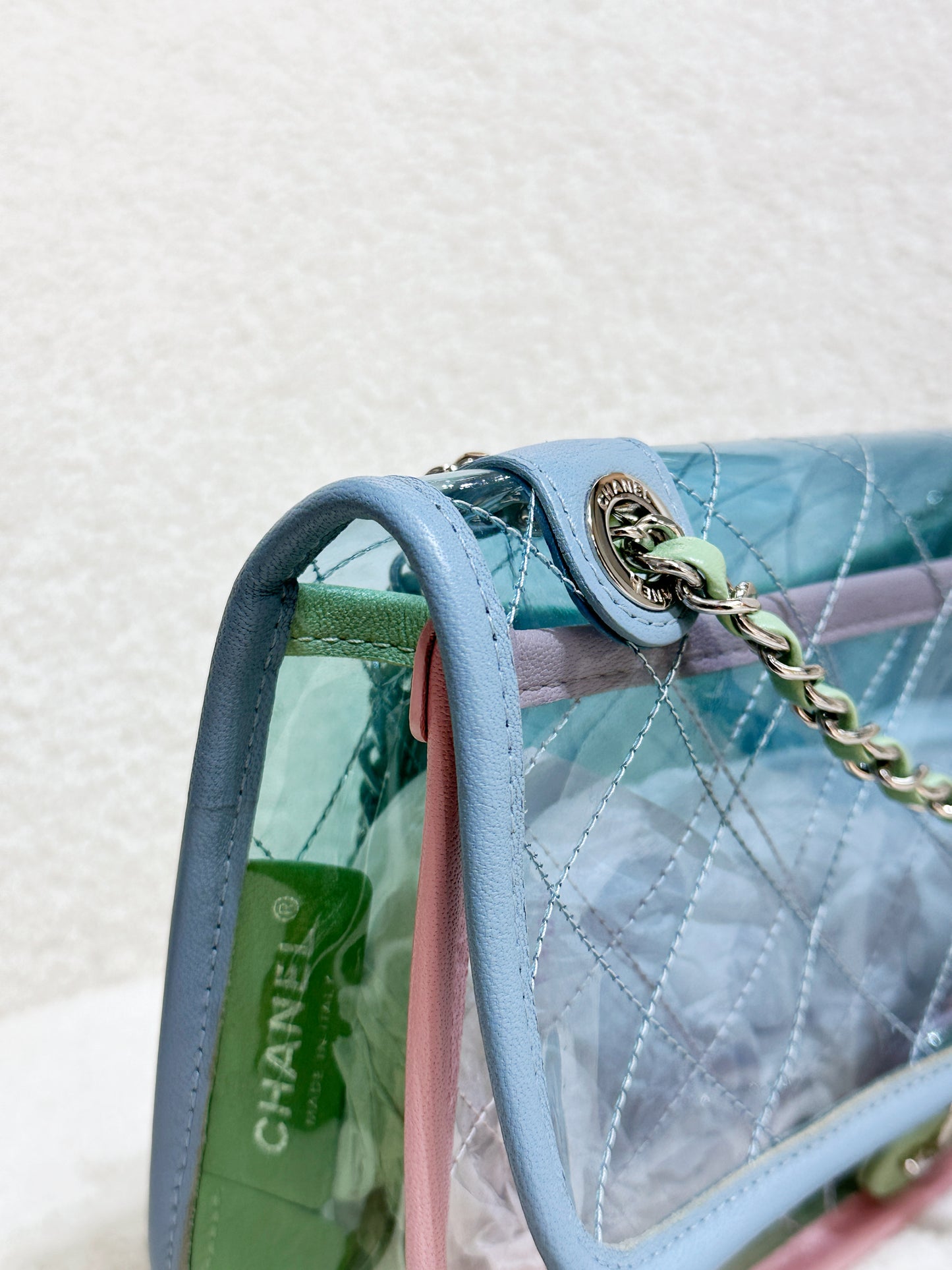Chanel Coco Splash PVC Medium Flap Bag Blue/Green/Pink 2562 holo