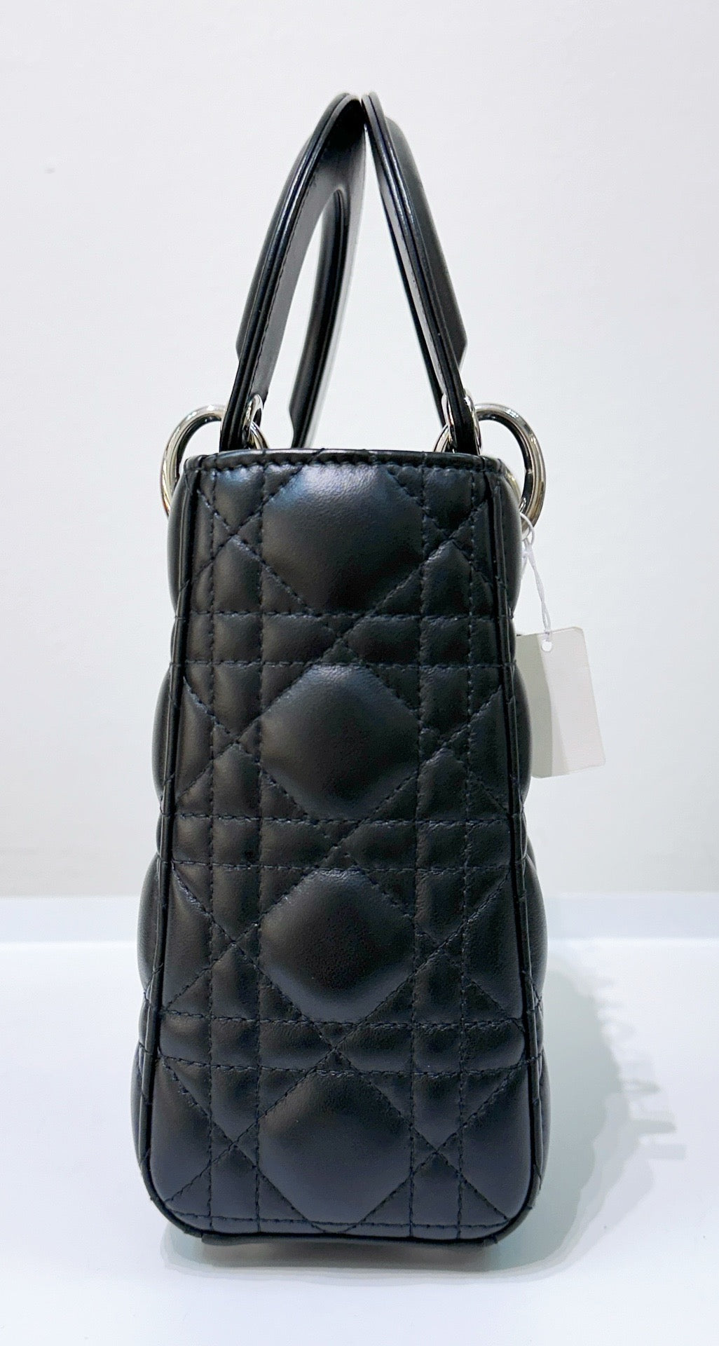 CHRISTIAN DIOR Lambskin Cannage Small My ABCDior Lady Dior Black Silver Accessories