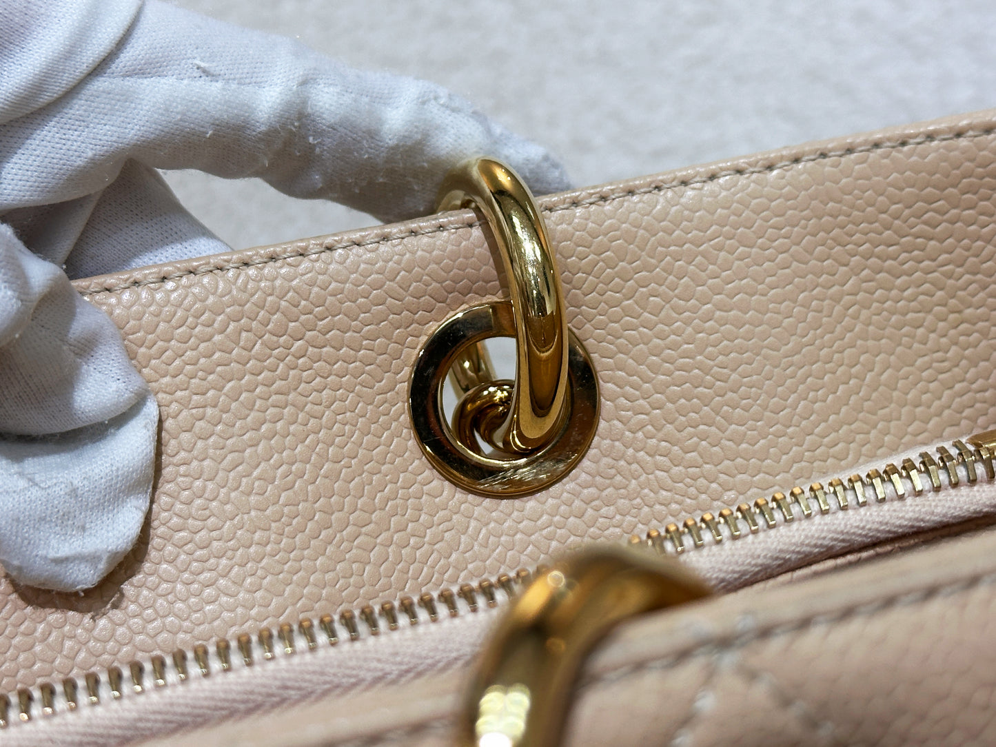 Chanel Caviar Grand Shopping Tote GST Beige GHW 1700 holo card