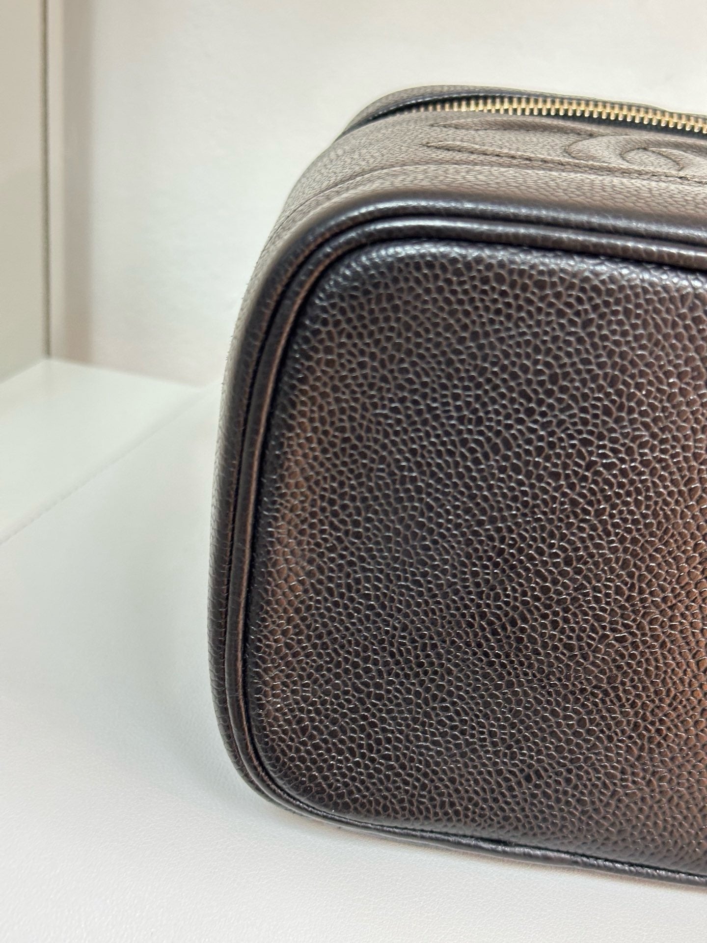 Chanel Vintage Vanity Case Black Caviar GHW 2 holo card