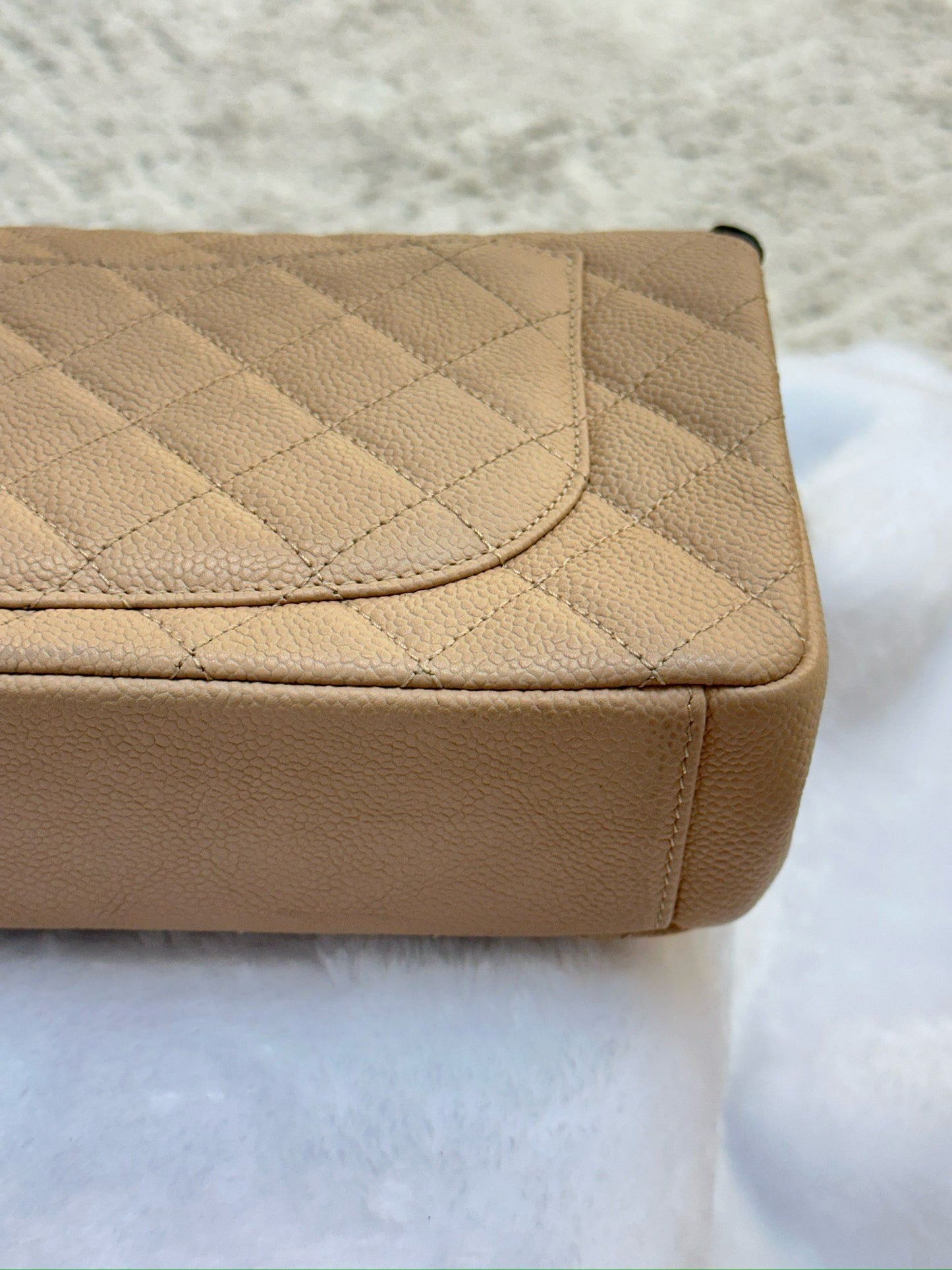 Chanel Medium Caviar Quilted CC Filigree Flap Beige Black