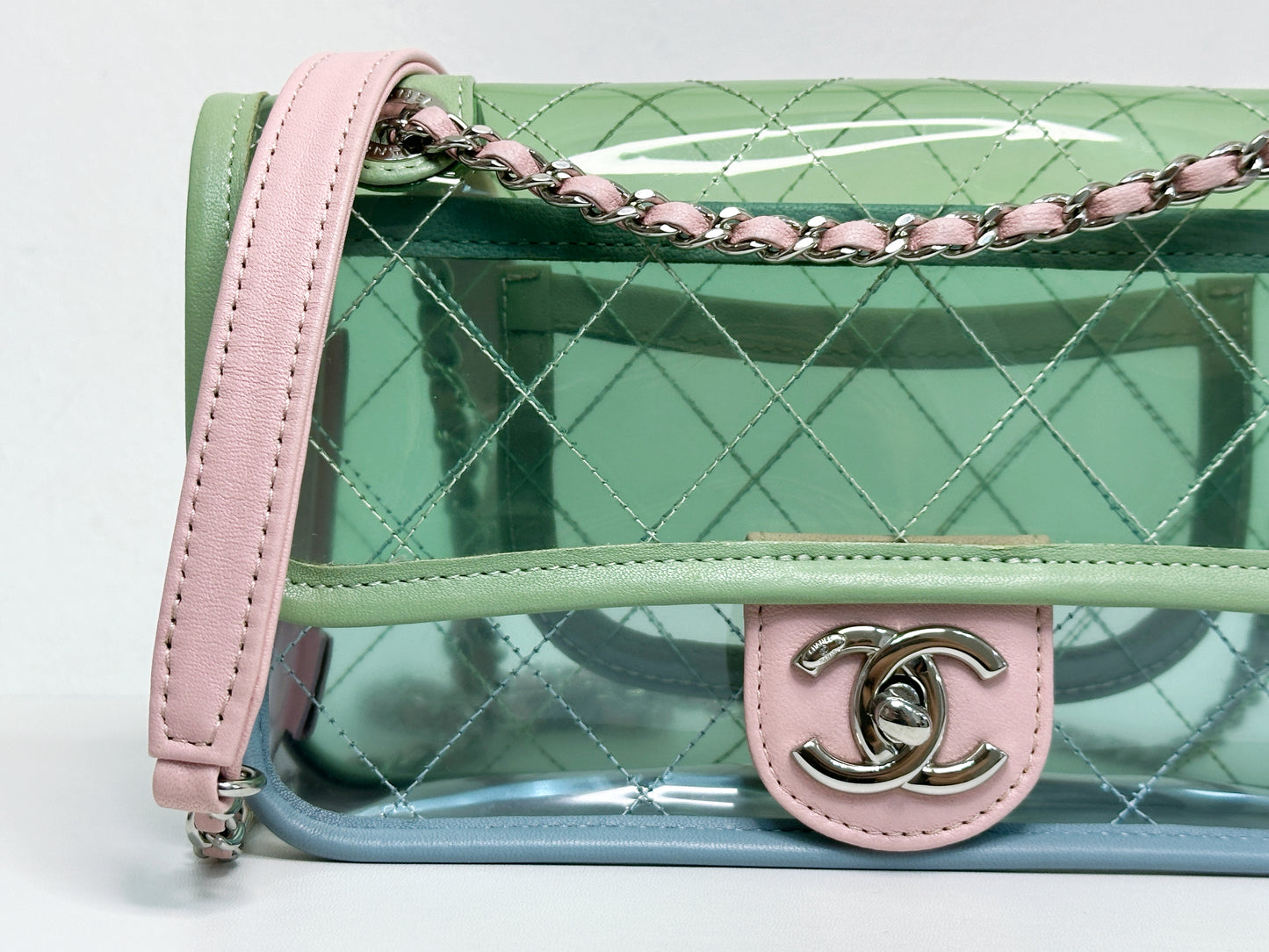 Chanel Coco Splash PVC Mini Flap Bag Green/Blue/Pink 25499 holo