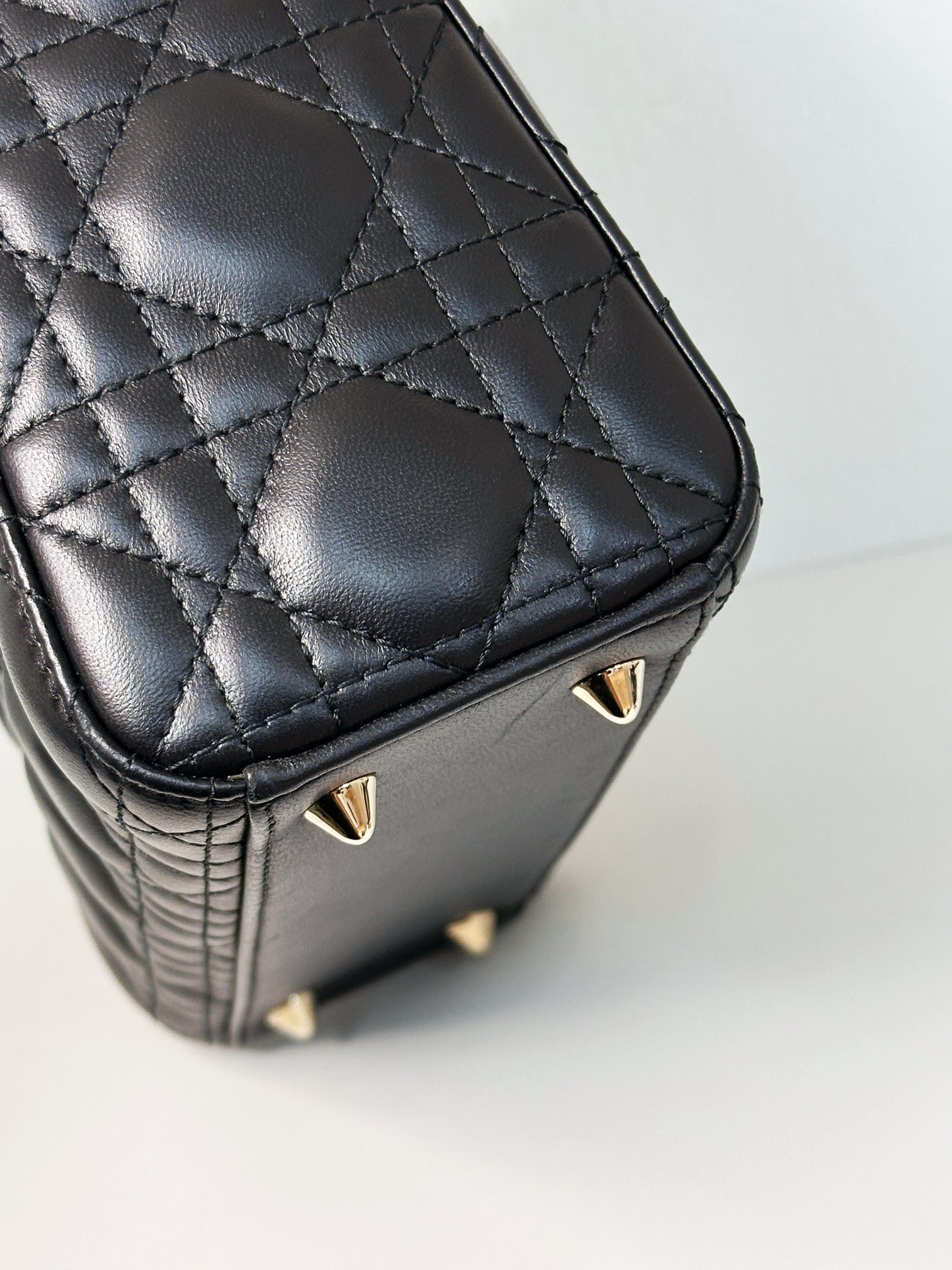 Christian Dior Small Cannage Lambskin My Lady Dior ABC Bag Black GHW