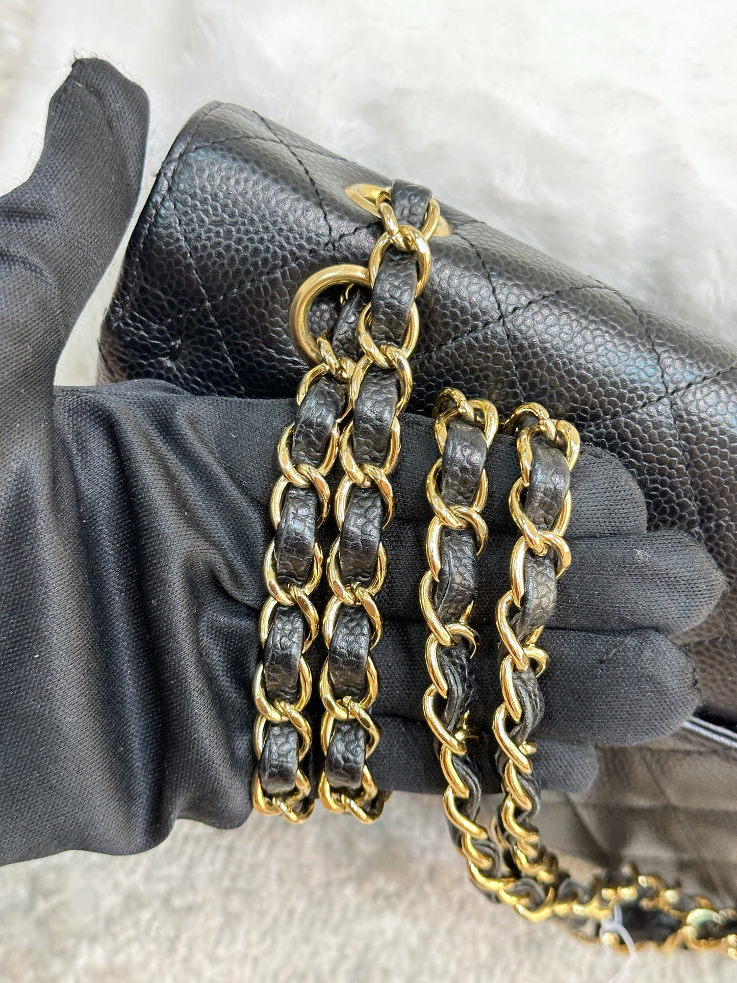 Chanel Medium Classic Flap Caviar Black Gold Hardware