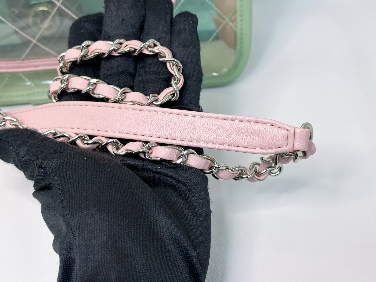 Chanel Coco Splash PVC Medium Flap Bag Green/Blue/Pink 2549 holo card