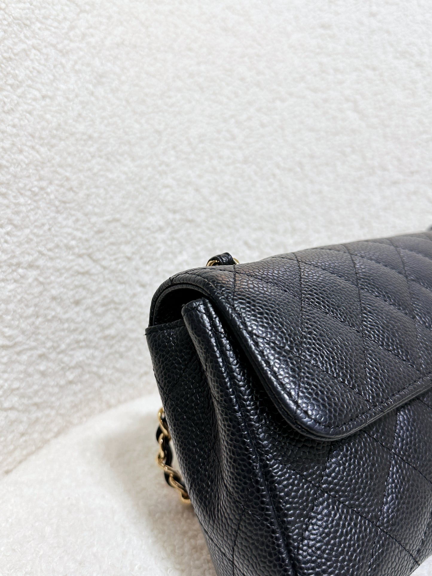 Chanel 24K Gold Caviar East West Flap Bag Black GHW 1273 holo card