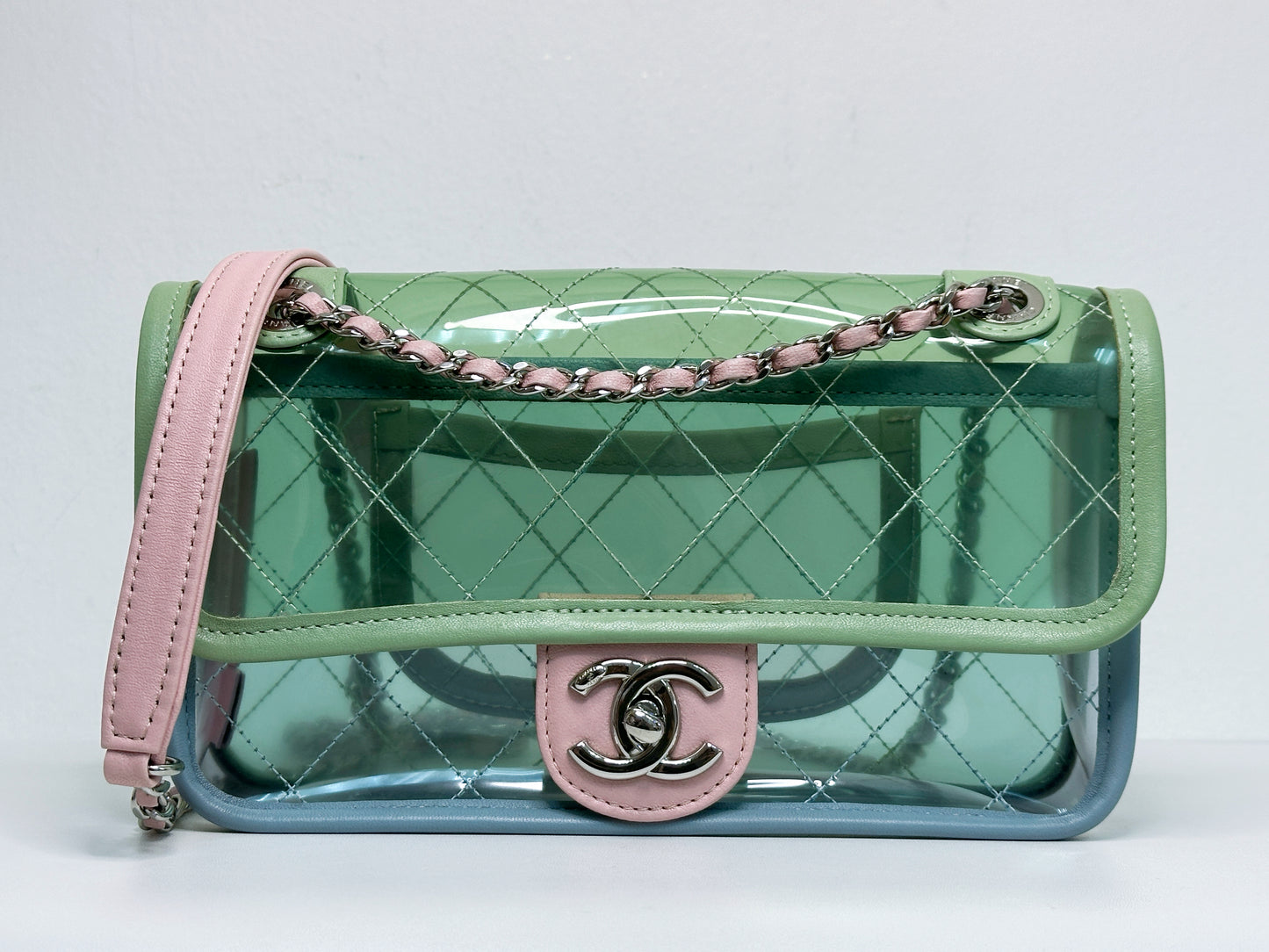 Chanel Coco Splash PVC Mini Flap Bag Green/Blue/Pink 25499 holo