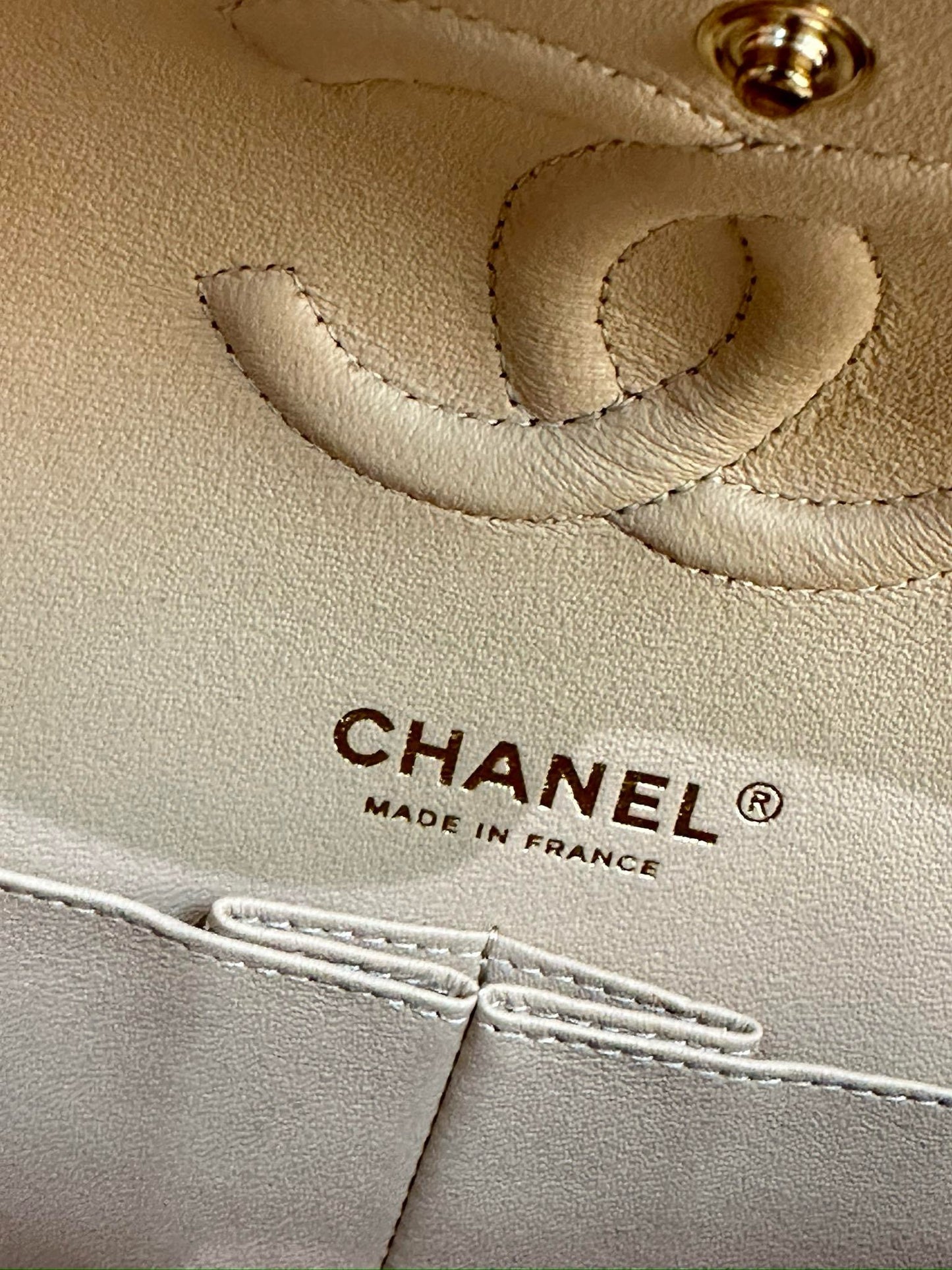 Chanel Medium Caviar Classic Double Flap Bag Beige