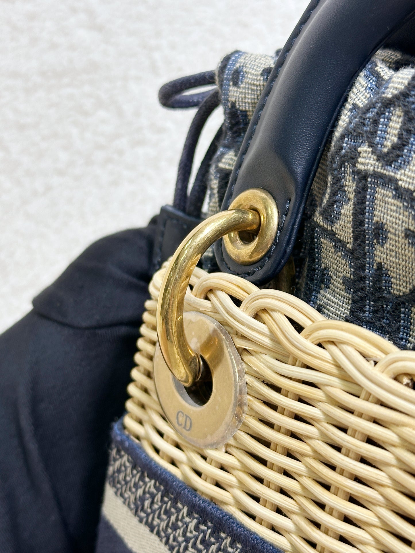 Christian Dior Bicolor Wicker Jacquard Mini Lady Dior Bag
