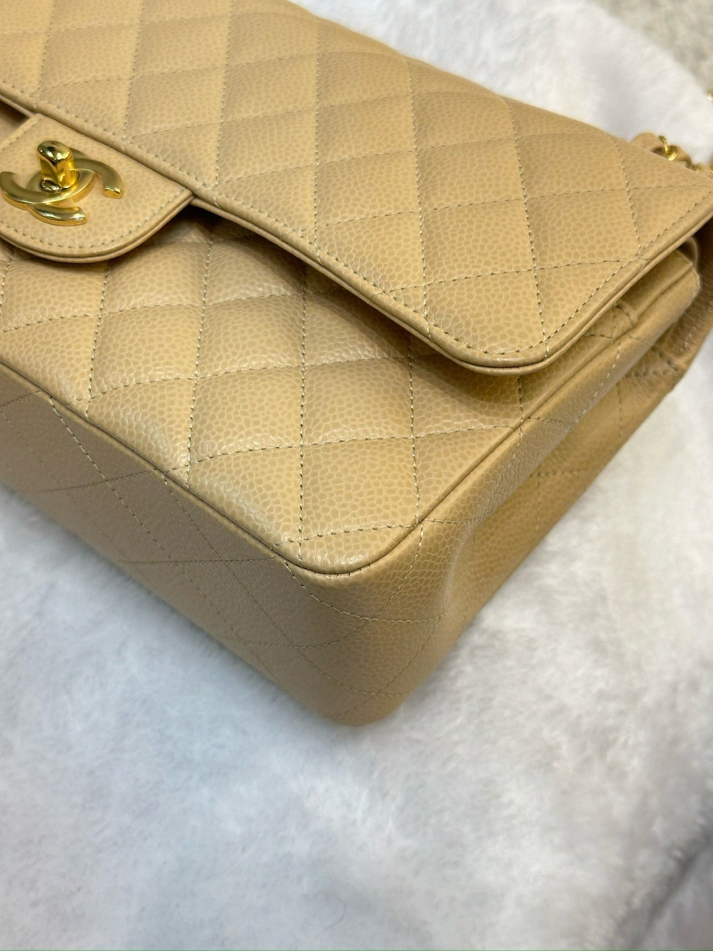 Chanel Medium Caviar Classic Double Flap Bag Beige