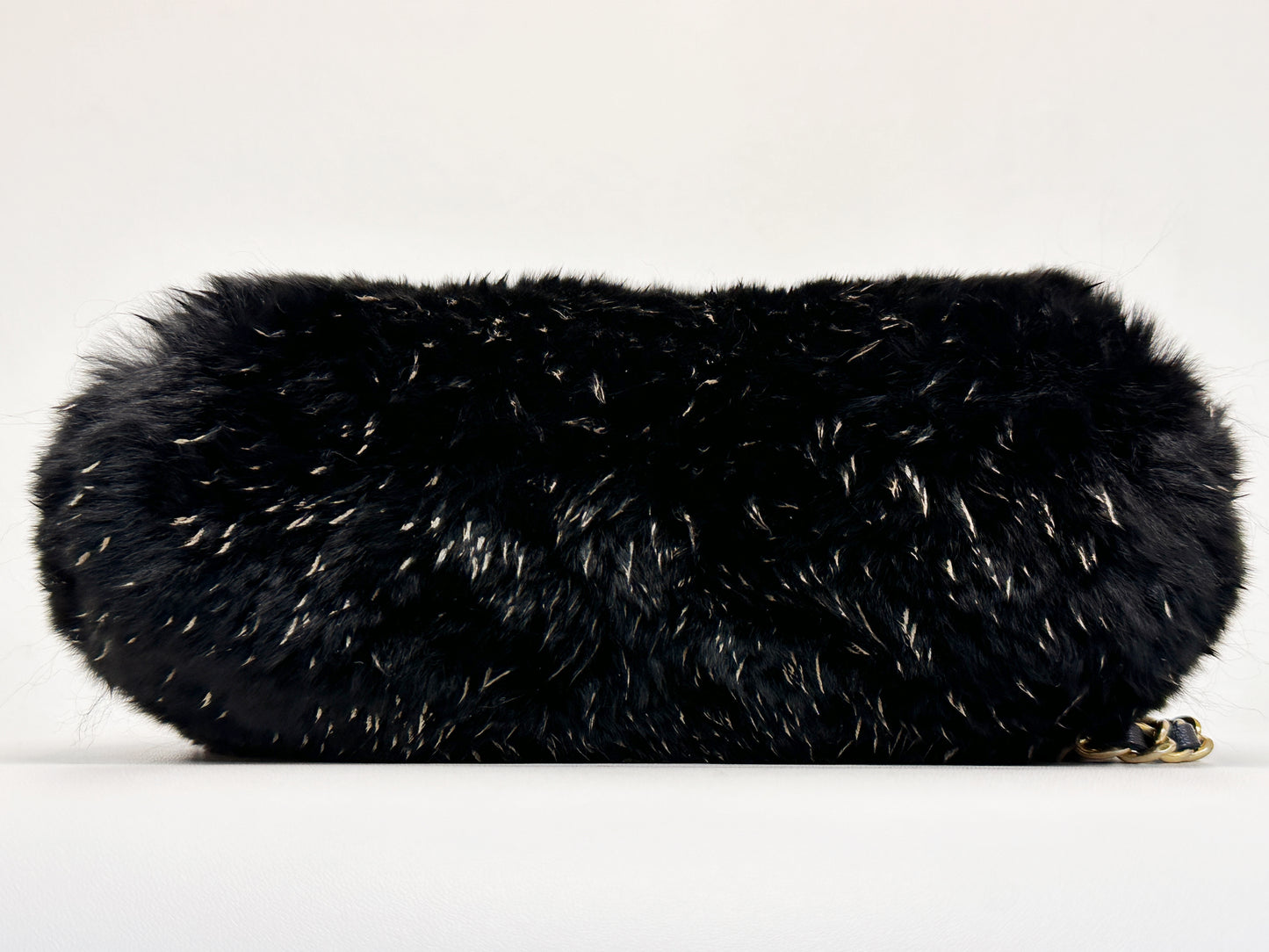 Chanel CC Black Fur Chain Clutch 2270 holo card