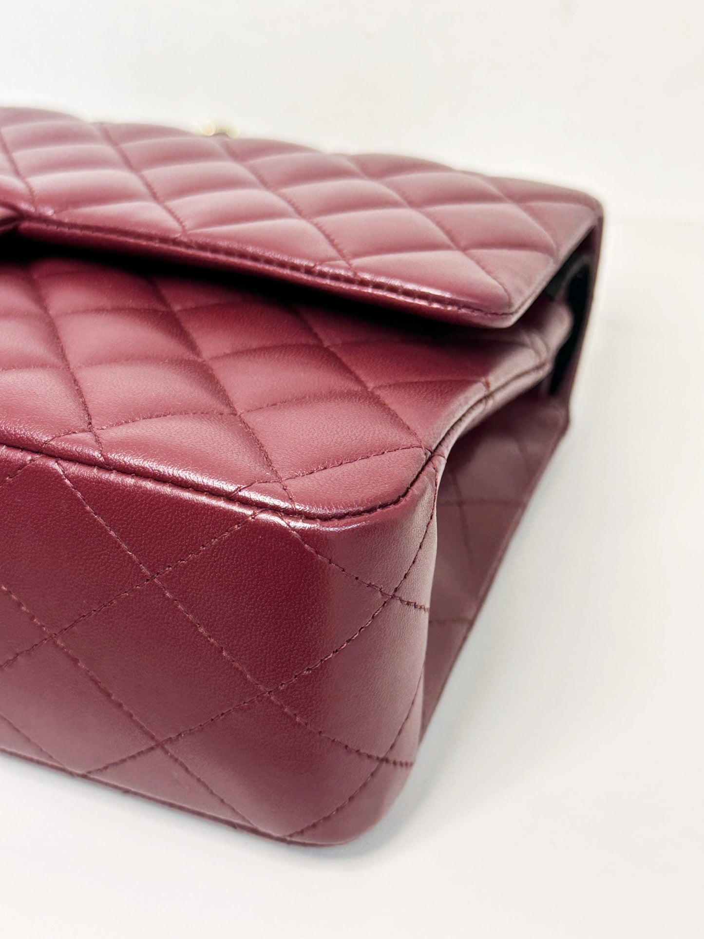 Chanel Classic Quilted Lambskin Medium Double Flap Bag Burgundy 2173 holo