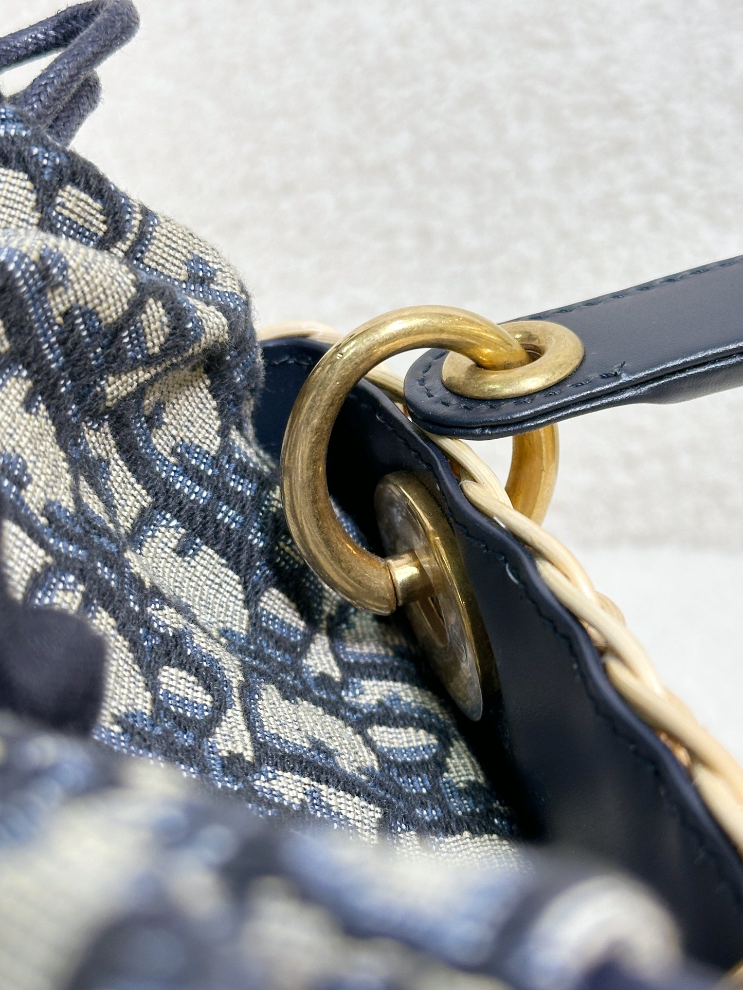Christian Dior Bicolor Wicker Jacquard Mini Lady Dior Bag