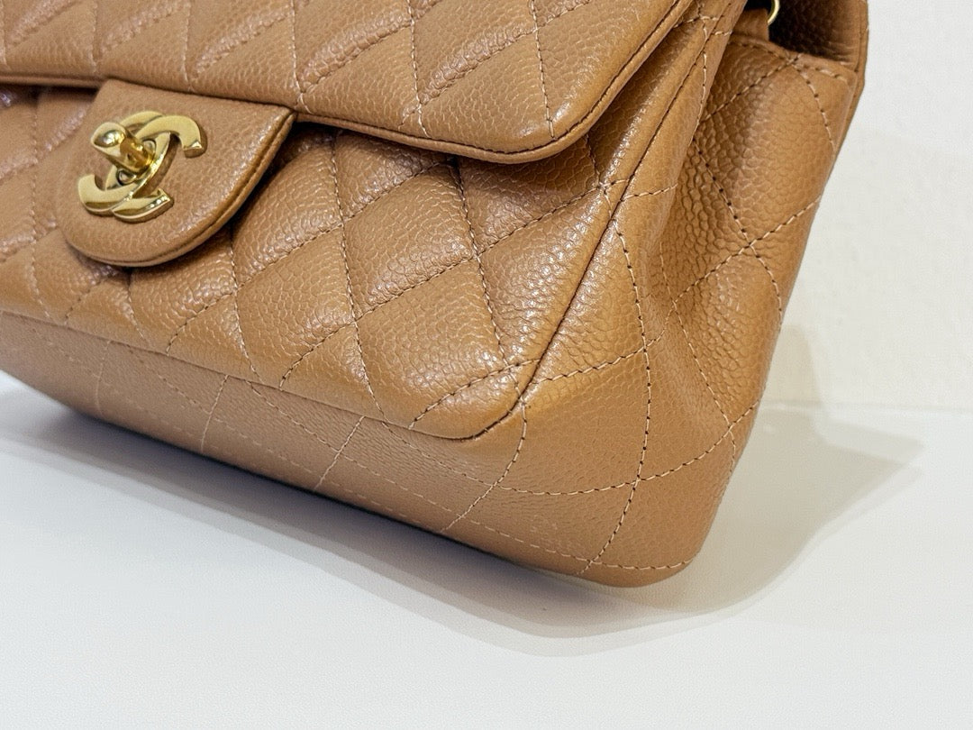 Chanel Classic Mini Rectangular Caviar Dark Beige Bag GHW 2598 holo