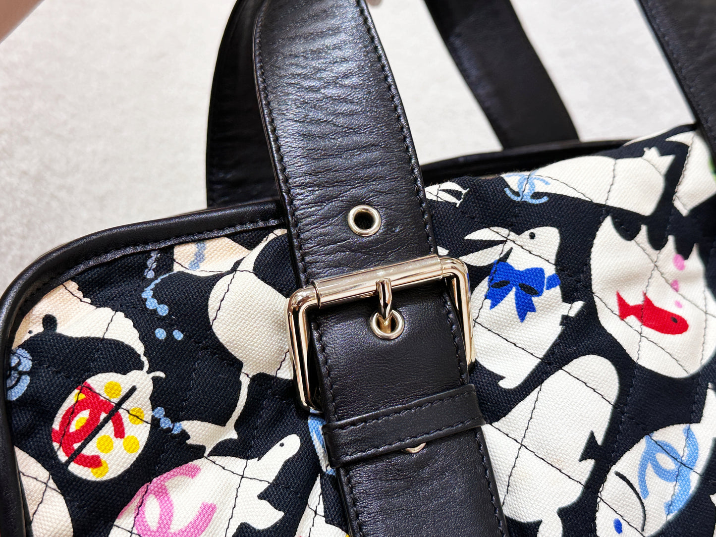 Chanel Canvas Baby Animals Diaper Bag Black 1119 holo card
