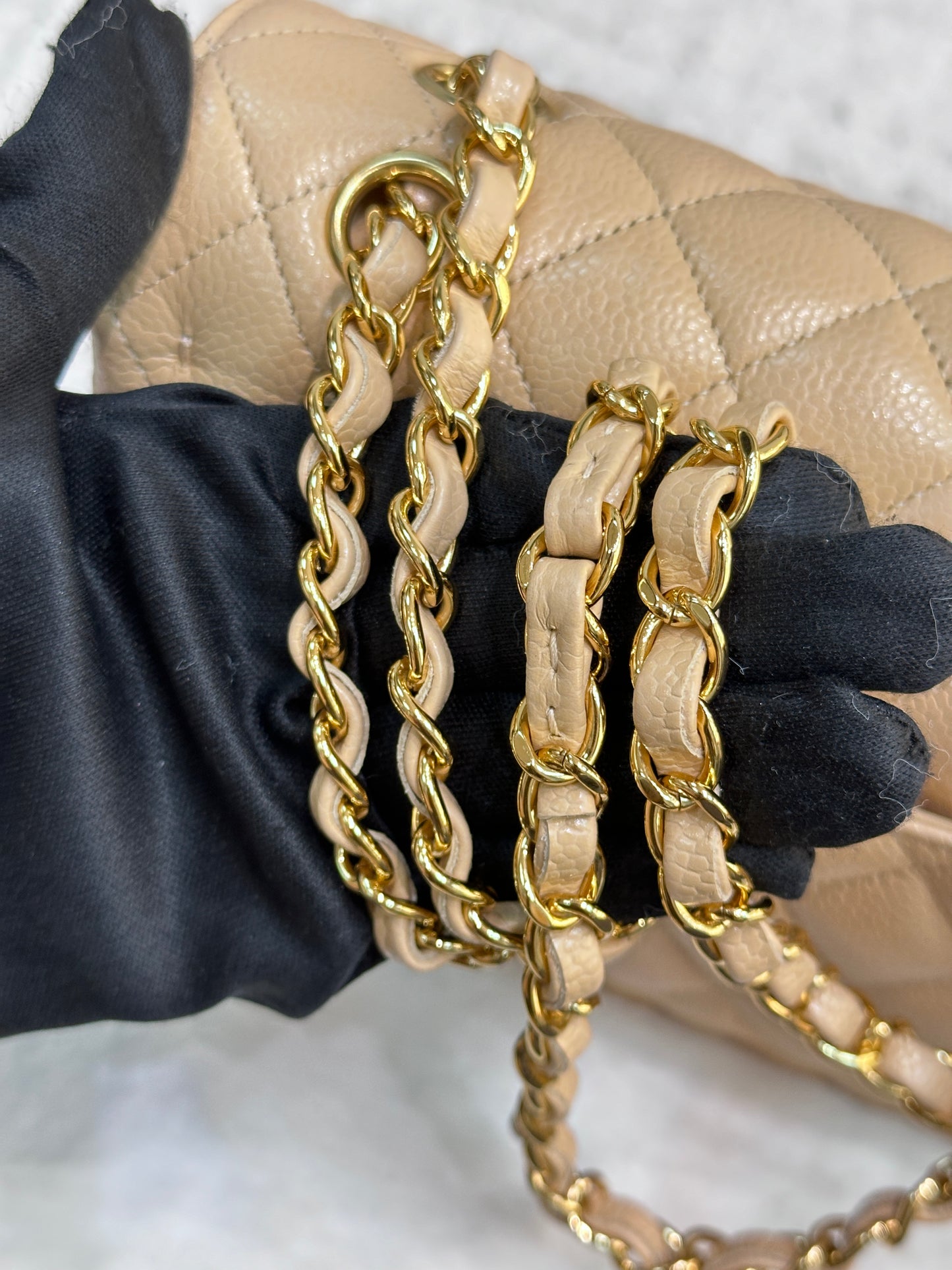 Chanel Classic Small Beige Caviar GHW
