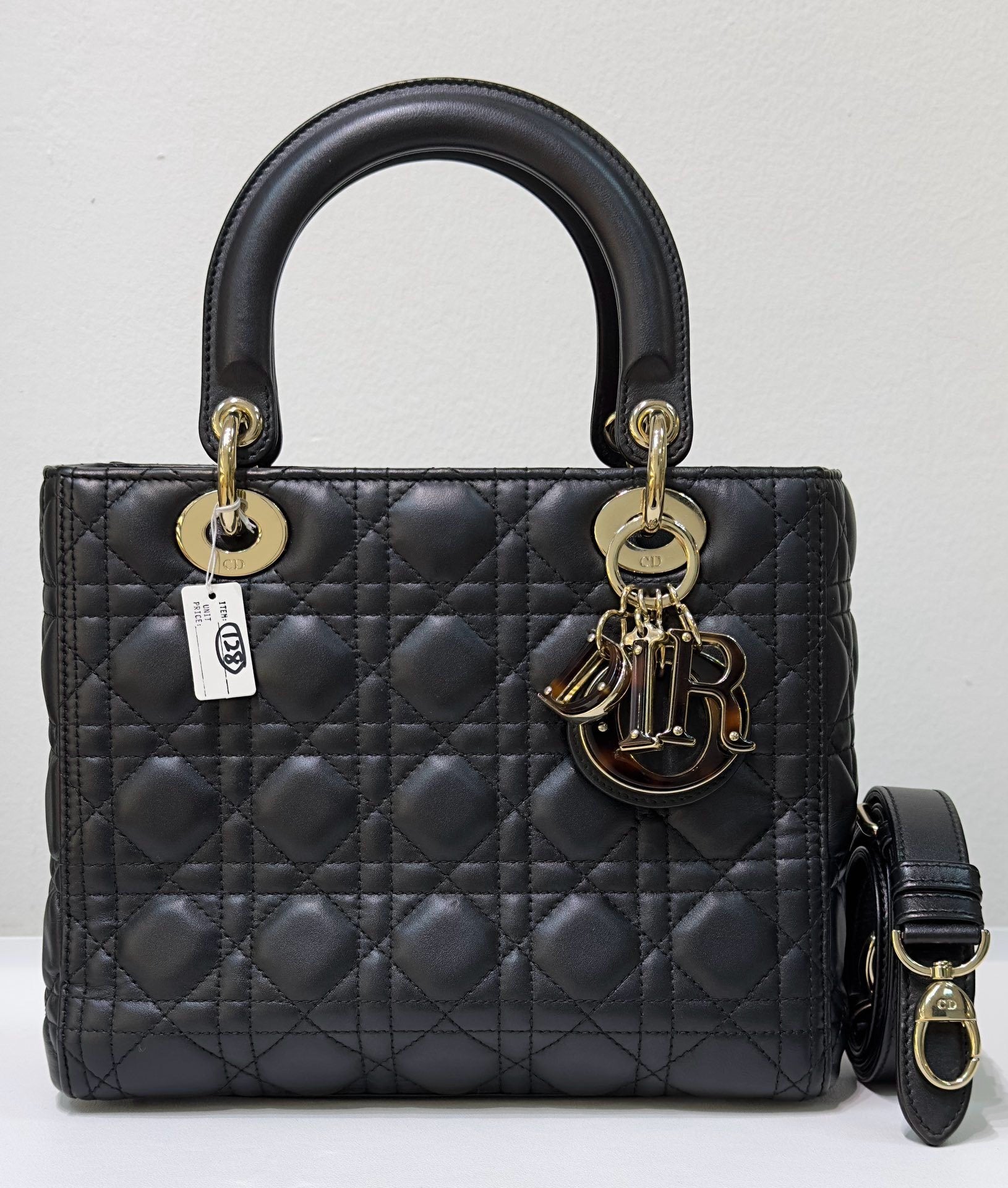 Christian Dior Lambskin Cannage Medium Lady Dior Black GHW