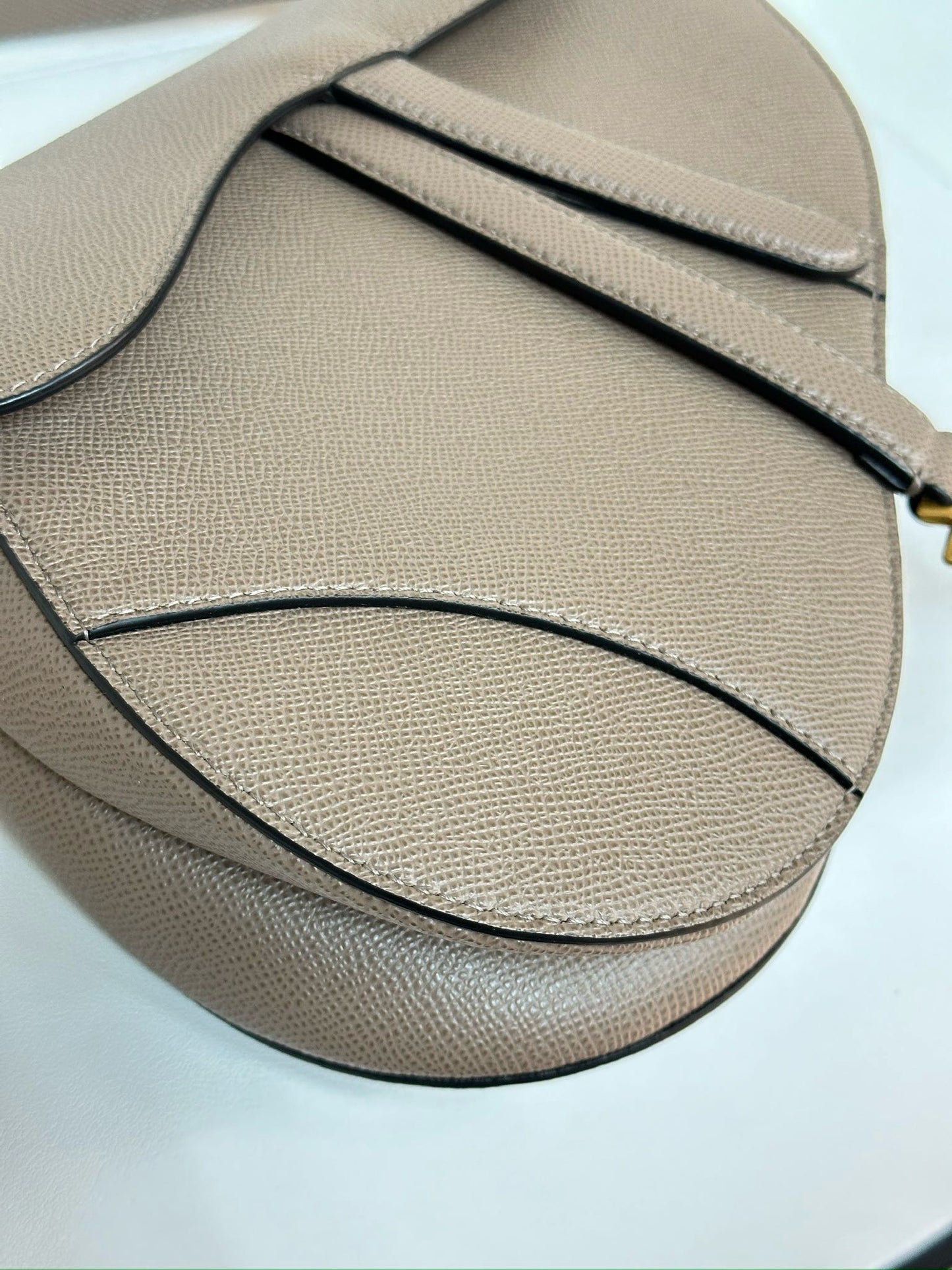 Christian Dior Saddle Bag With Strap Warm Taupe Grained Calfskin 2023 year