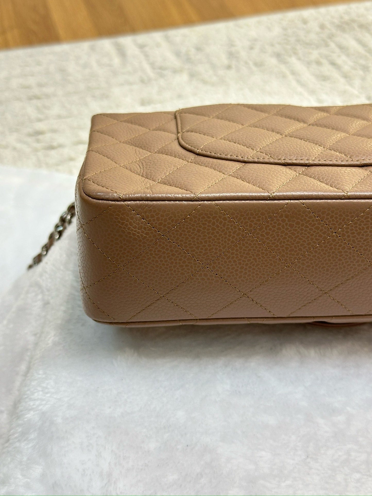 Chanel Medium Classic Caviar Double Flap Taupe SHW