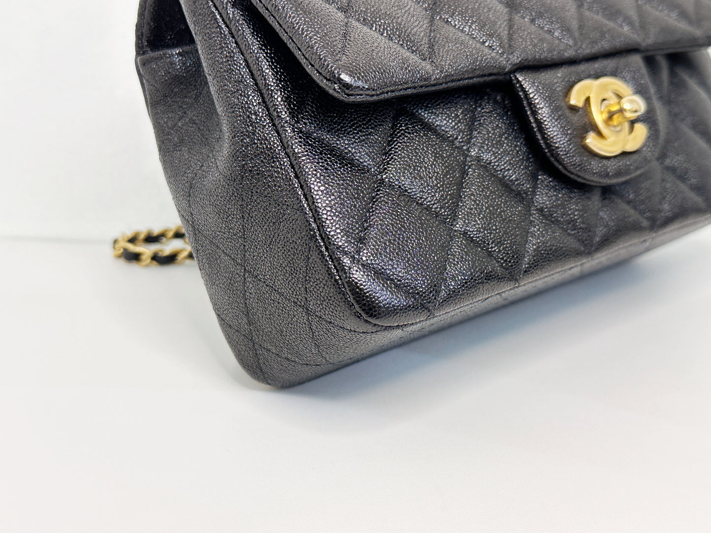 Chanel Mini Rectangular Top Handle Flap Bag Black Caviar GHW 3129 holo card