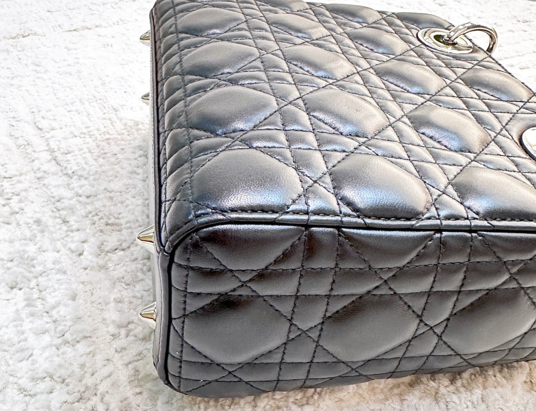 CHRISTIAN DIOR Lambskin Cannage Small My ABCDior Lady Dior Black SHW