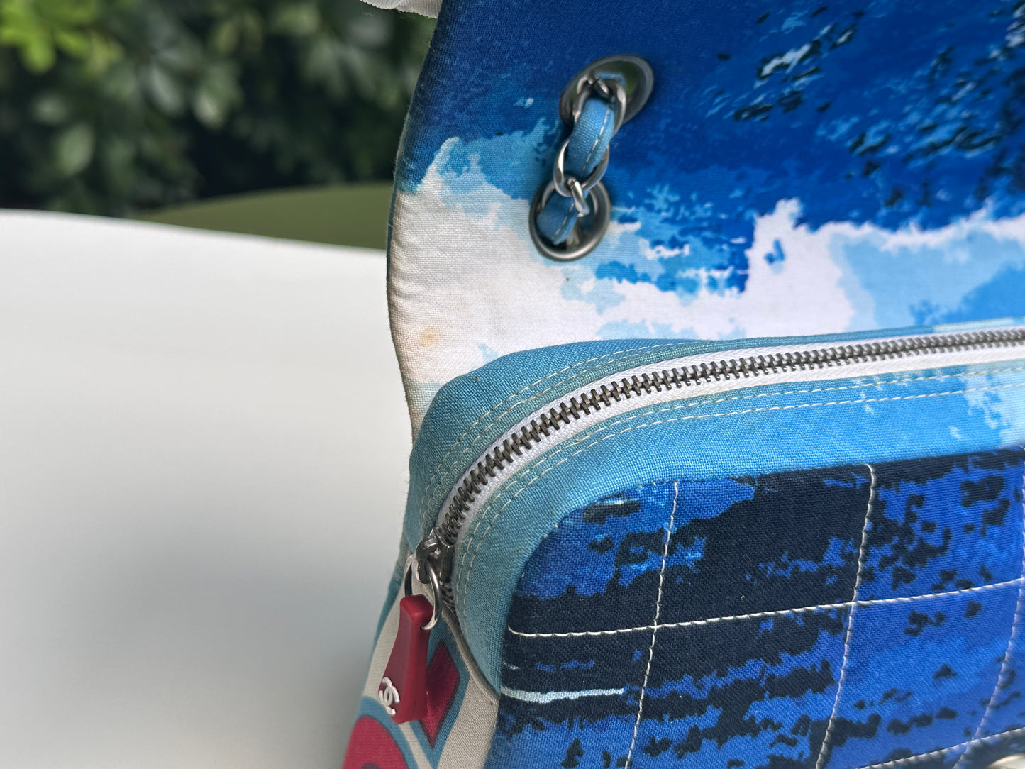 Chanel Canvas Square Quilted Surf Flap Multicolor 75 holo card
