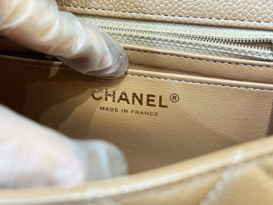 Chanel Classic Mini Rectangular Caviar Dark Beige Bag GHW 2598 holo