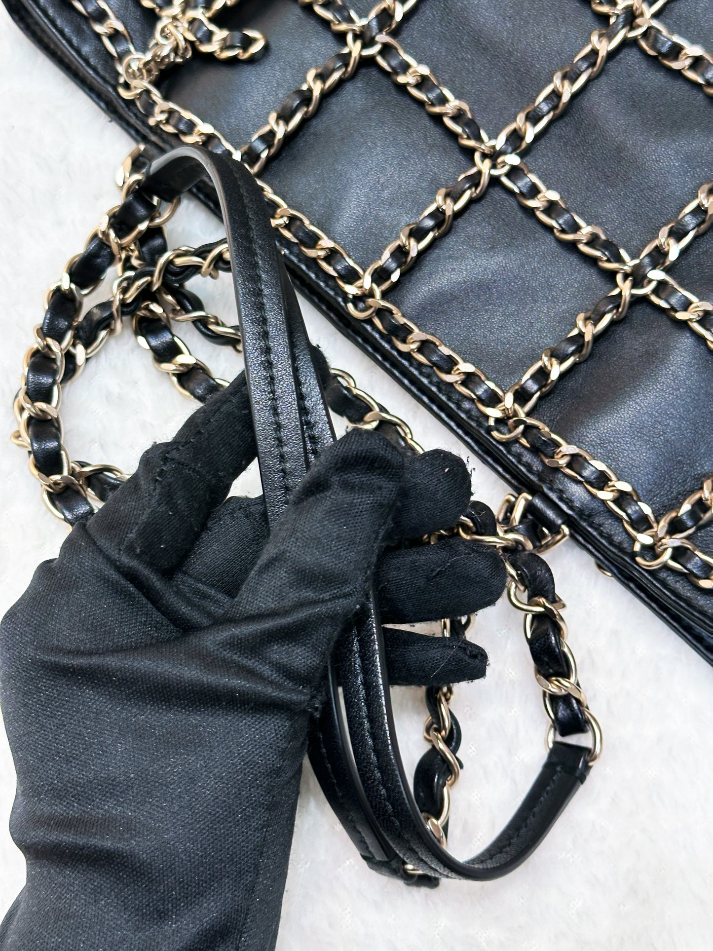 Chanel CC Lambskin Shopping Tote with Chain GHW 2875 holo card