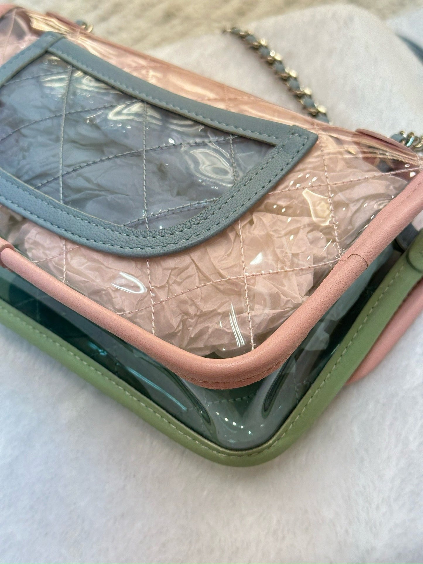 Chanel Mini Coco Splash PVC Flap Bag Pink/Green/Blue SHW