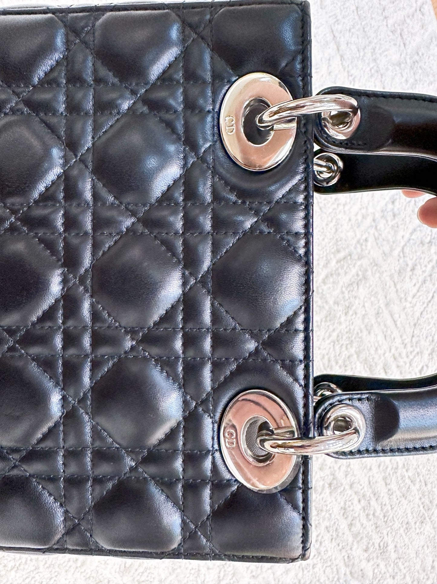 CHRISTIAN DIOR Lambskin Cannage Small My ABCDior Lady Dior Black SHW