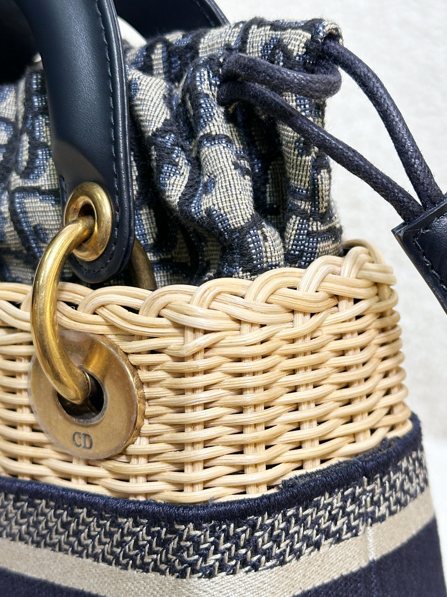 Christian Dior Bicolor Wicker Jacquard Mini Lady Dior Bag