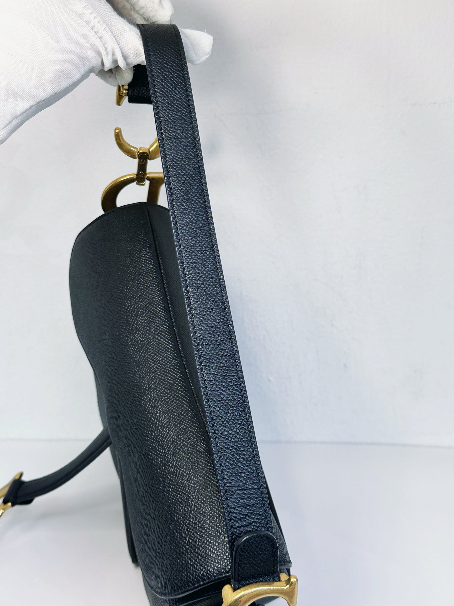 Christian Dior Saddle Bag with Strap Golden Saddle Black Calfskin 2022 year