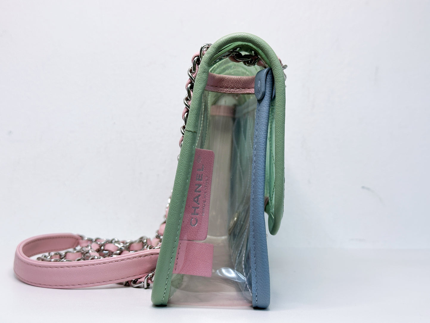 Chanel Coco Splash PVC Medium Flap Bag Green/Blue/Pink 2549 holo card
