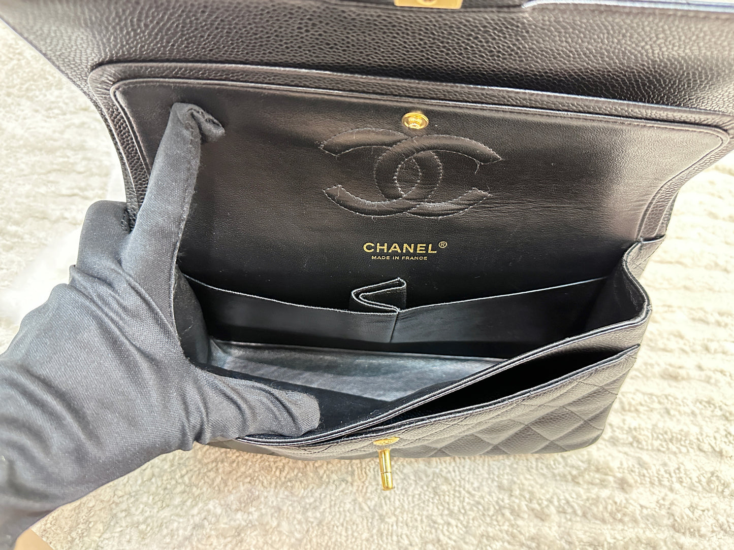 Chanel Medium Classic Flap Caviar Black Gold Hardware