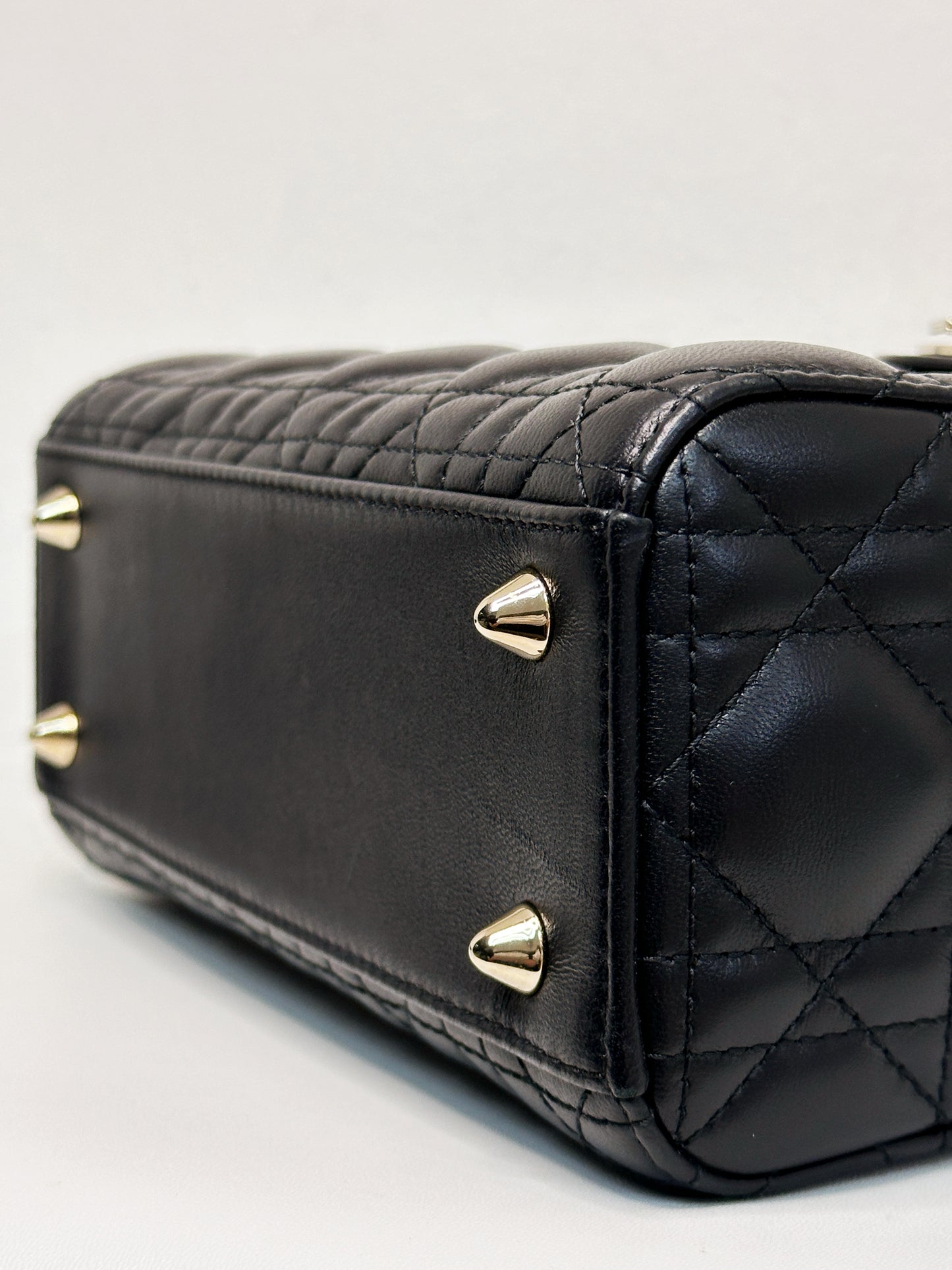 Christian Dior Small Cannage Lambskin My Lady Dior ABC Bag Black GHW