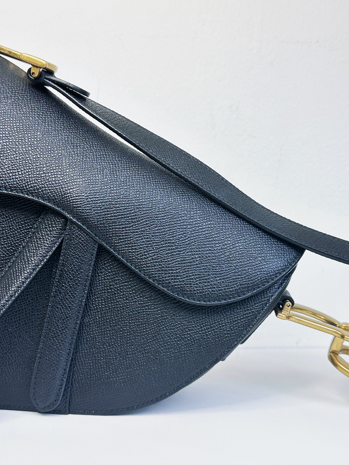 Christian Dior Saddle Bag with Strap Golden Saddle Black Calfskin 2022 year