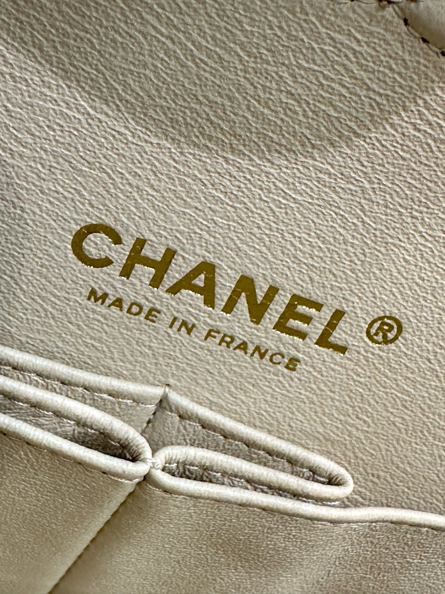 Chanel Small Classic Quilted Double Flap Ivory Light Beige 20C LGHW